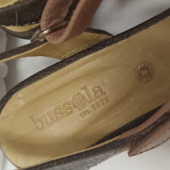 BUSSOLA Cork Wedge Sandals Leather Snakeskin Embossed - Picture 8 of 10